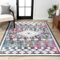 Dhiya Distressed Kilim Multi Indoor Area Rug, Bohemian, Vintage, Easy-Cleaning, Pet Friendly, Non-Shedding