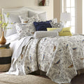 Mockingbird Quilt Set - Quilt 68x86in. + One Standard Pillow Sham 26x20in. - Grey Toile with Birds and