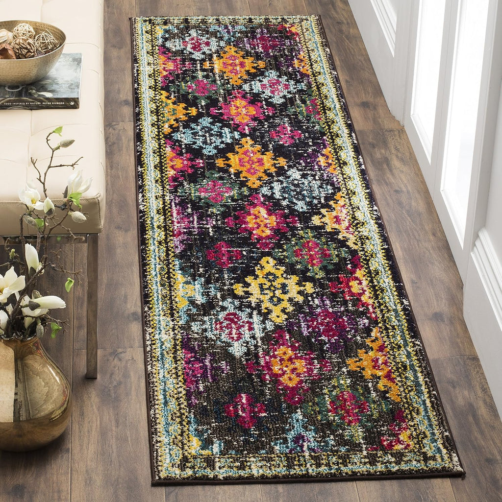 Monaco Collection Runner Rug, Multi, Boho Diamond Trellis Design, Non-Shedding & Easy Care, Ideal for