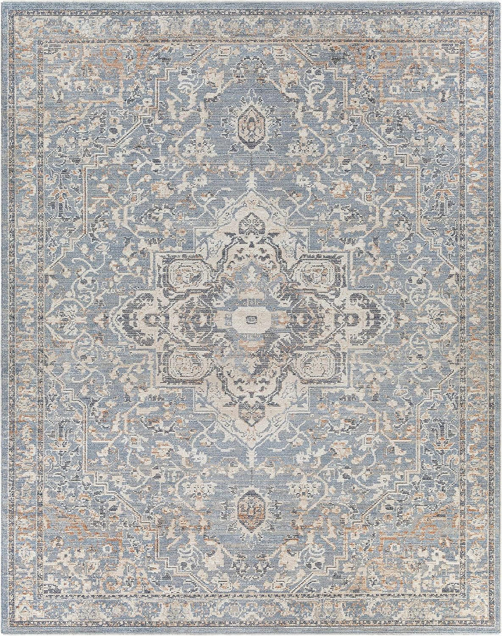 Warminister Hallway, Kitchen Runner Rug - Medallion Floral Border Distressed Faded - Traditional Oriental