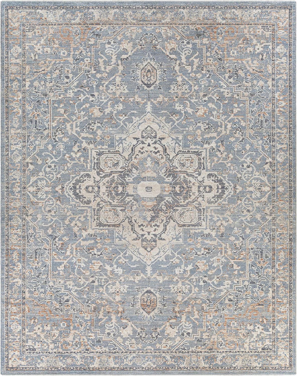 Warminister Hallway, Kitchen Runner Rug - Medallion Floral Border Distressed Faded - Traditional Oriental