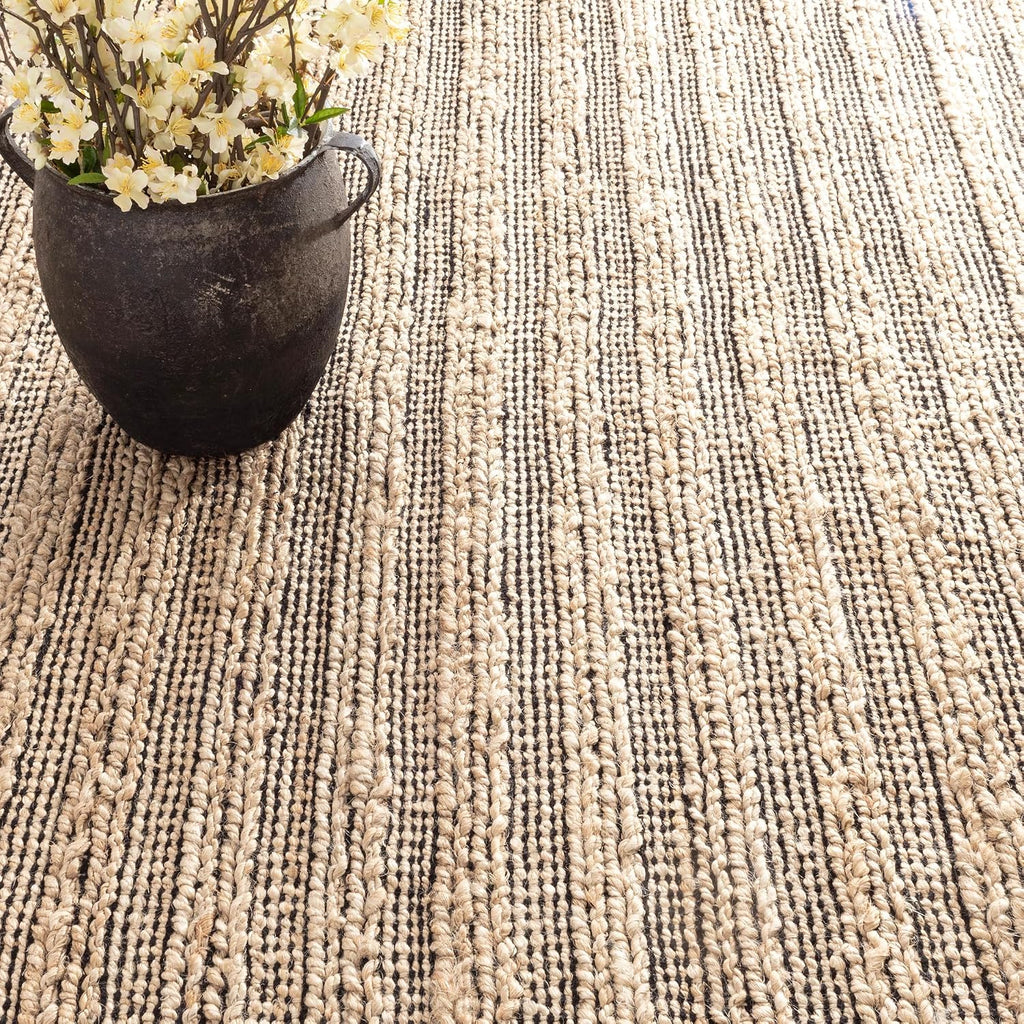 Simba Black Solid Handwoven Rug
