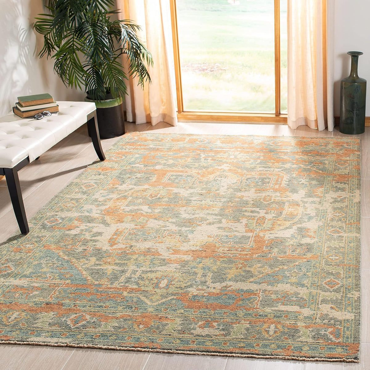 Izmir Collection Area Rug, Rust & Taupe, Hand-Knotted Traditional New Zealand Wool, Ideal for High