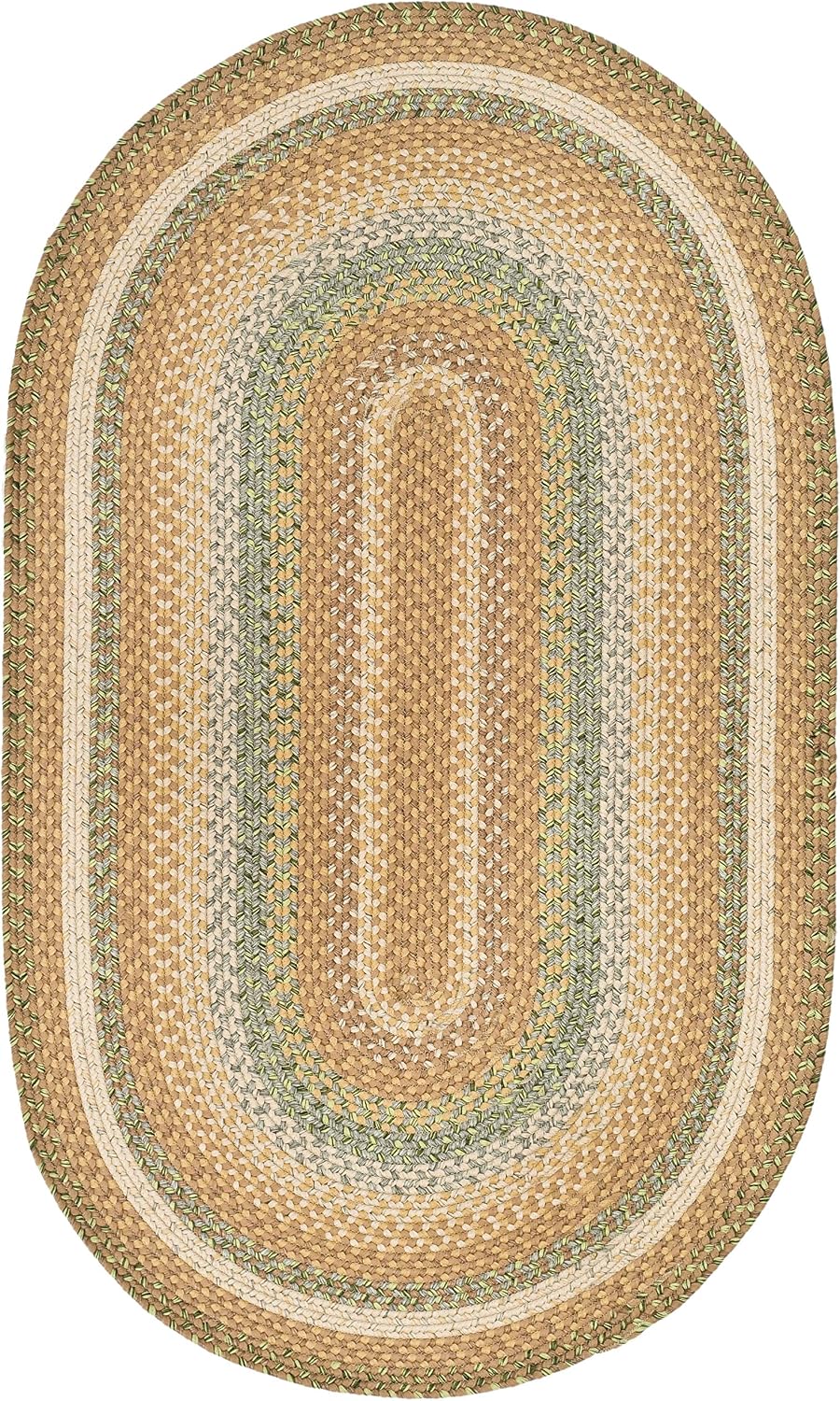 Braided Indoor/Outdoor Washable Oval Rug, Tan & Multi BRD314A