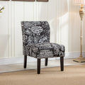 Armless Accent Chair in Chalkboard Shadow Print Fabric, Contemporary