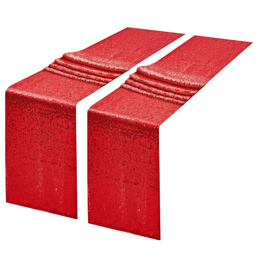 12 x 108 inches Red Sequin Table Runner, 2 Packs