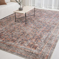 Rustica 10’ x 14’ Area Rug - Clay Rose & Blue-Cast Graphite Heritage Flatweave, Low-Pile - Easy Clean Area Rug