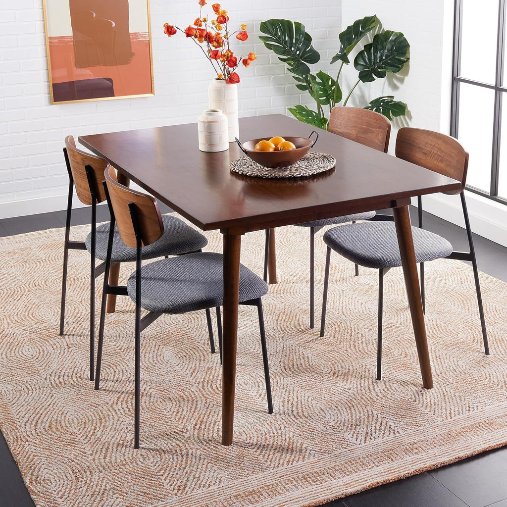 Abstract Collection Area Rug, Ivory & Rust, Handmade Wool, Ideal for High Traffic Areas in Living Room