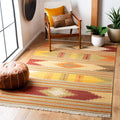 Kilim Collection Area Rug, Red & Multi, Handmade Southwestern Tribal Wool, Ideal for High Traffic Areas