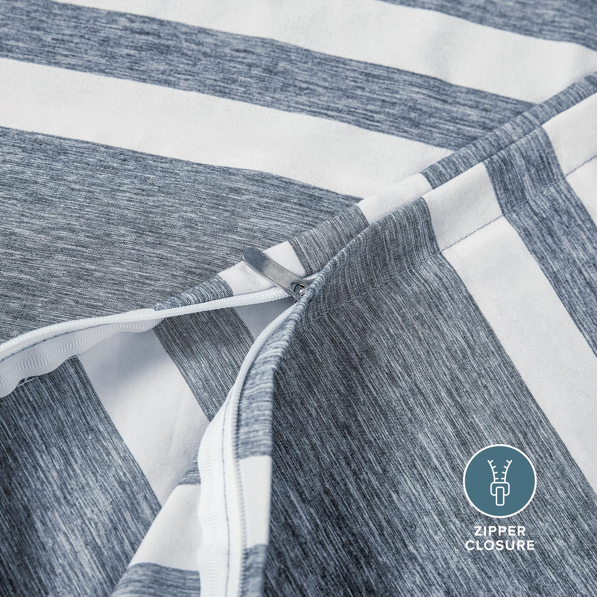 Duvet Cover Set (Stripe - Heathered Midnight Blue)