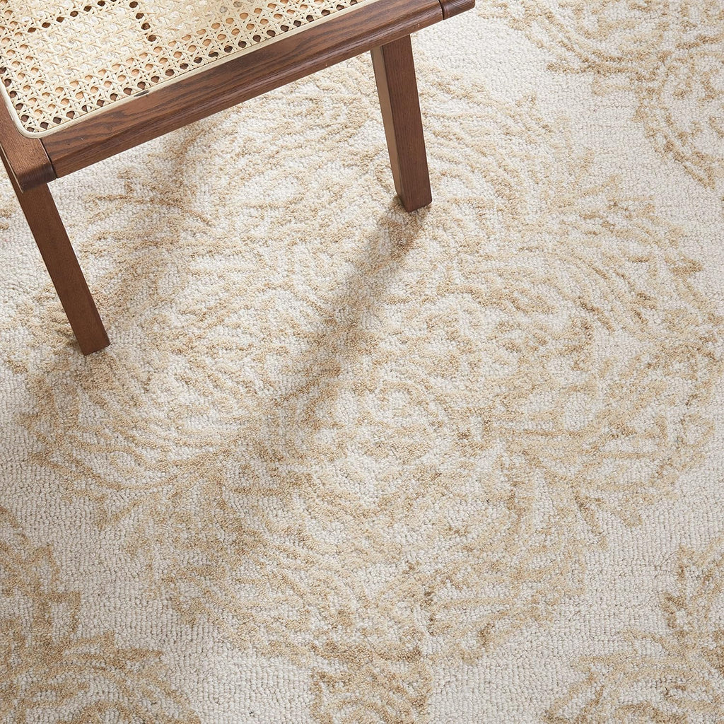 Abstract Collection X-Large Area Rug, Ivory & Beige, Handmade Wool, Ideal for High Traffic Areas in