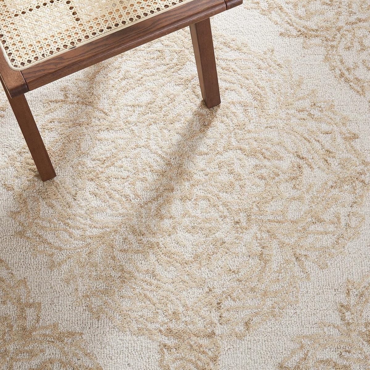 Abstract Collection X-Large Area Rug, Ivory & Beige, Handmade Wool, Ideal for High Traffic Areas in