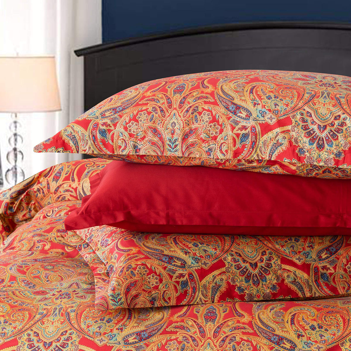 Classical Paisley Duvet Cover 3pc Set Bohemian Bedding Boteh Damask Medallion Egyptian Cotton Sateen Luxury