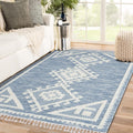 Southwestern Geometric Area Rug in Blue, Bold Pattern for Living Rooms