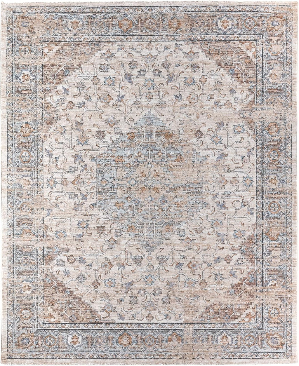 Heir LAR01 Medallion Tan and Blue Area Rug