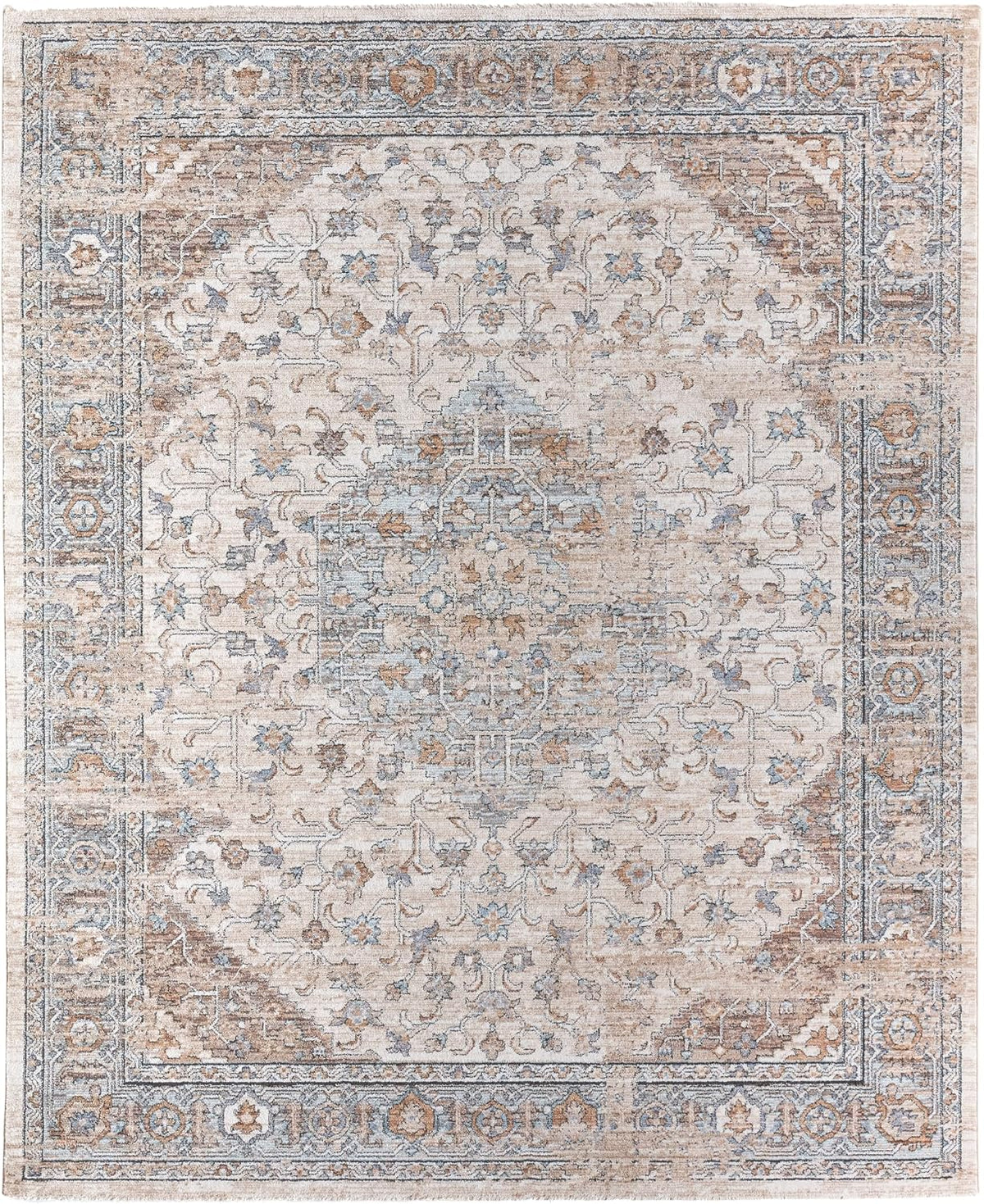 Heir LAR01 Medallion Tan and Blue Area Rug