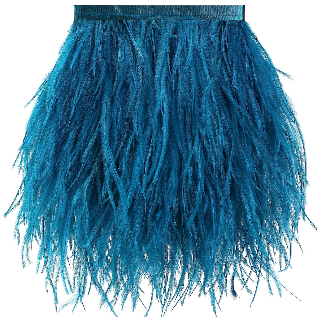 4-5inch Turquoise Ostrich Feather Trim for Sewing,2Yards