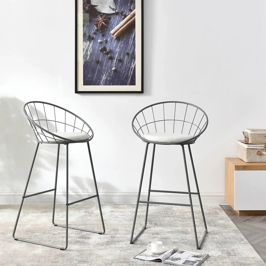 Set of 2 Nordic Bar Wrought Iron Stool Modern Minimalist Barstool