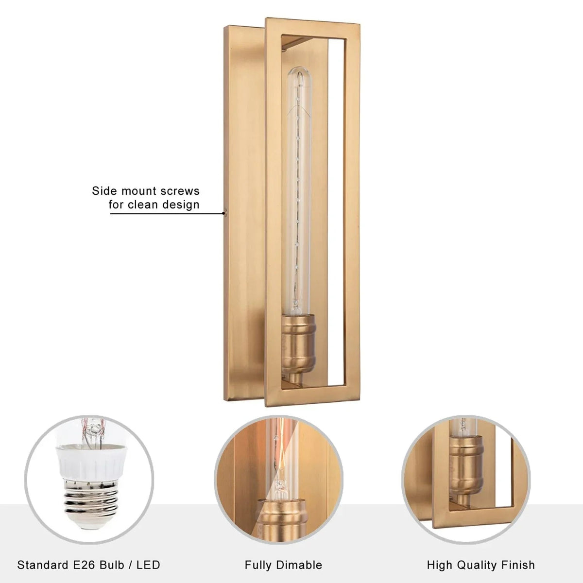 Adelman Gold 1-Light Decorative Dimmable Wall Sconce