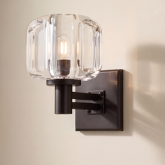 Inspired Demaret Style 8" Crystal Wall Sconce – Bronze