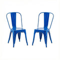 Set of 2 Industrial Metal Stackable Dining Chairs Indoor Outdoor for Kitchen Restaurant Cafe Bar