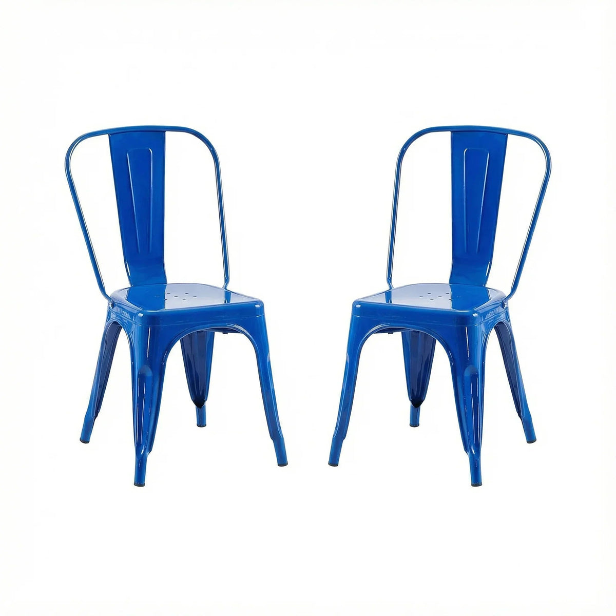 Set of 2 Industrial Metal Stackable Dining Chairs Indoor Outdoor for Kitchen Restaurant Cafe Bar