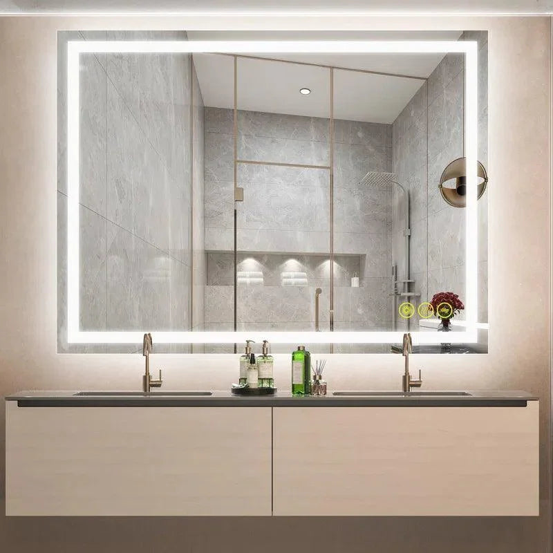 GlareGuard Anti-Fog Bathroom Led Mirror Backlit Illuminated Mirror Touch Switch Dimmable