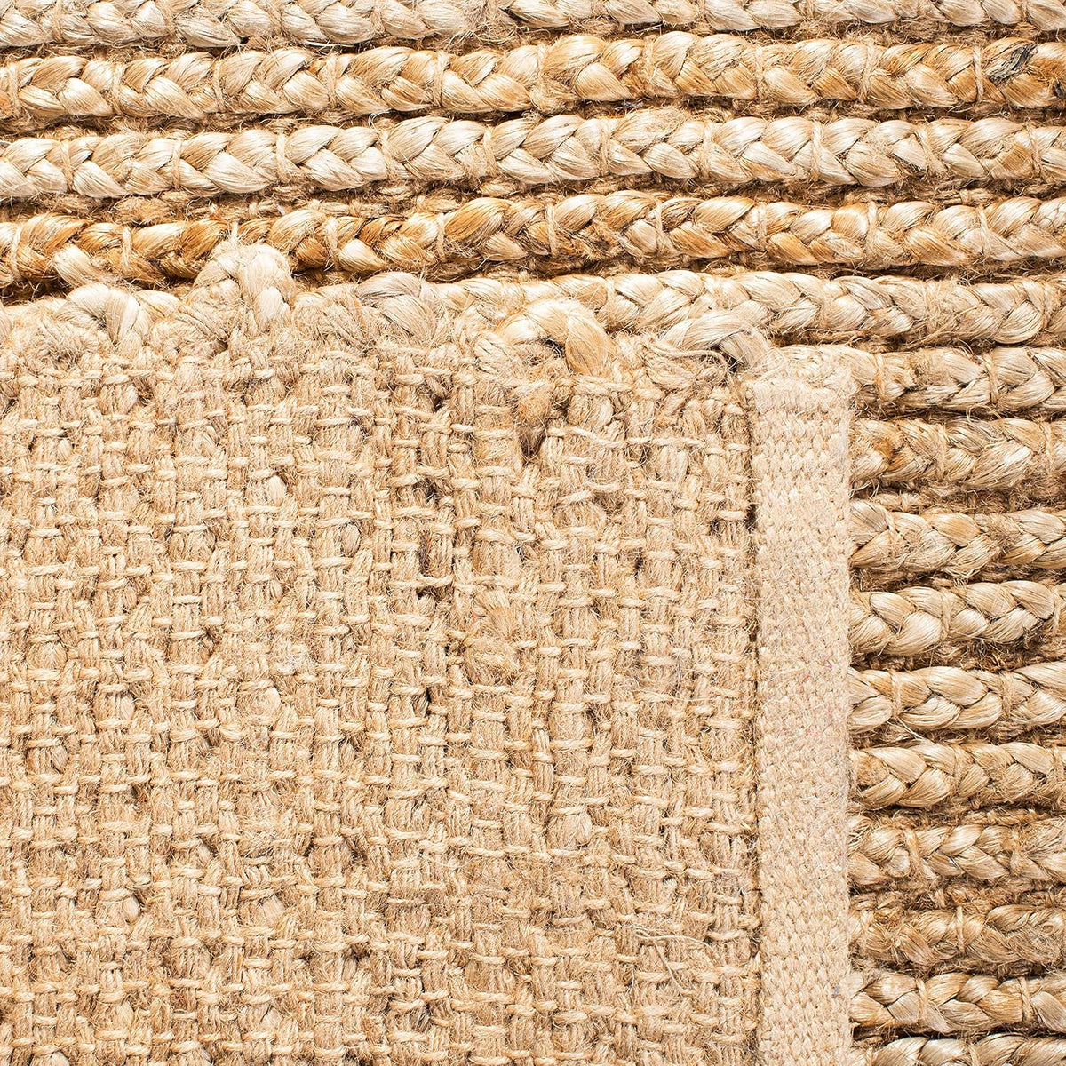 Cape Cod Collection Area Rug - 4' Square, Natural, Handmade Braided Jute, Ideal for High Traffic Areas (CAP355A)