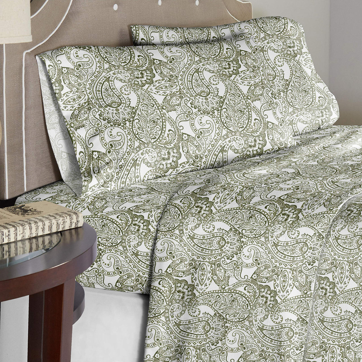 100% Cotton Percale Sheets - Printed Bed Sheet & Pillowcase Sets - Soft Cotton Bed Sheets Set - Fits Mattress 18