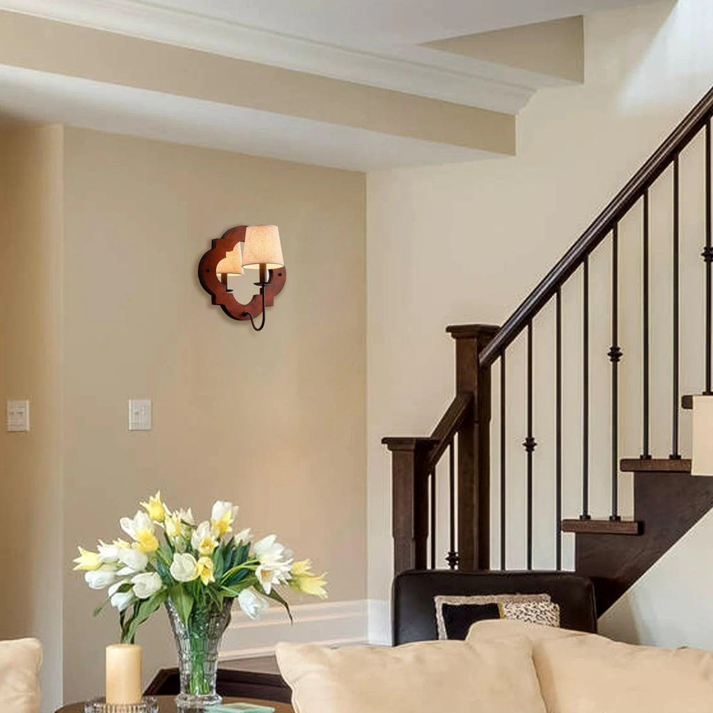 1-Light Rustic Iron Wood Wall Sconce Lighting