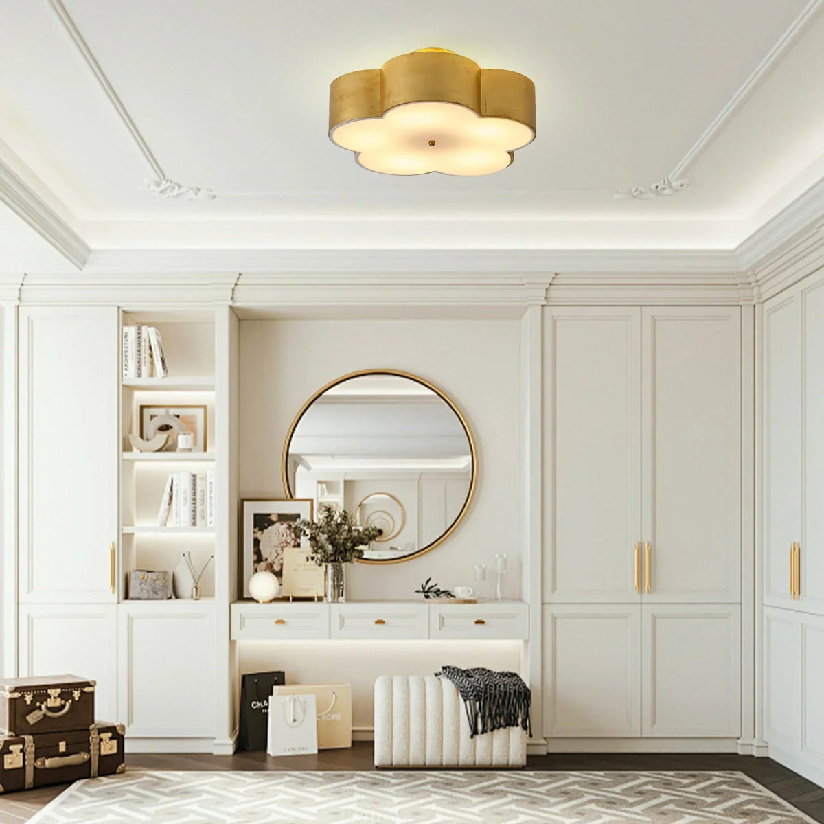 20 Inch Joyce 5-Light Vintage Golden Semi-Flush Mount Ceiling Light