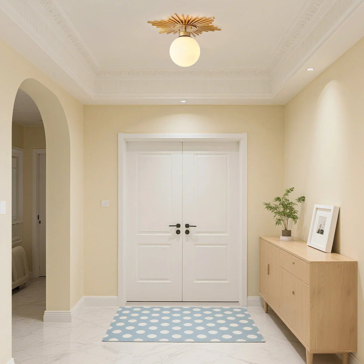 18 Inch Iris 1-Light Golden Semi-Flush Mount Ceiling Light