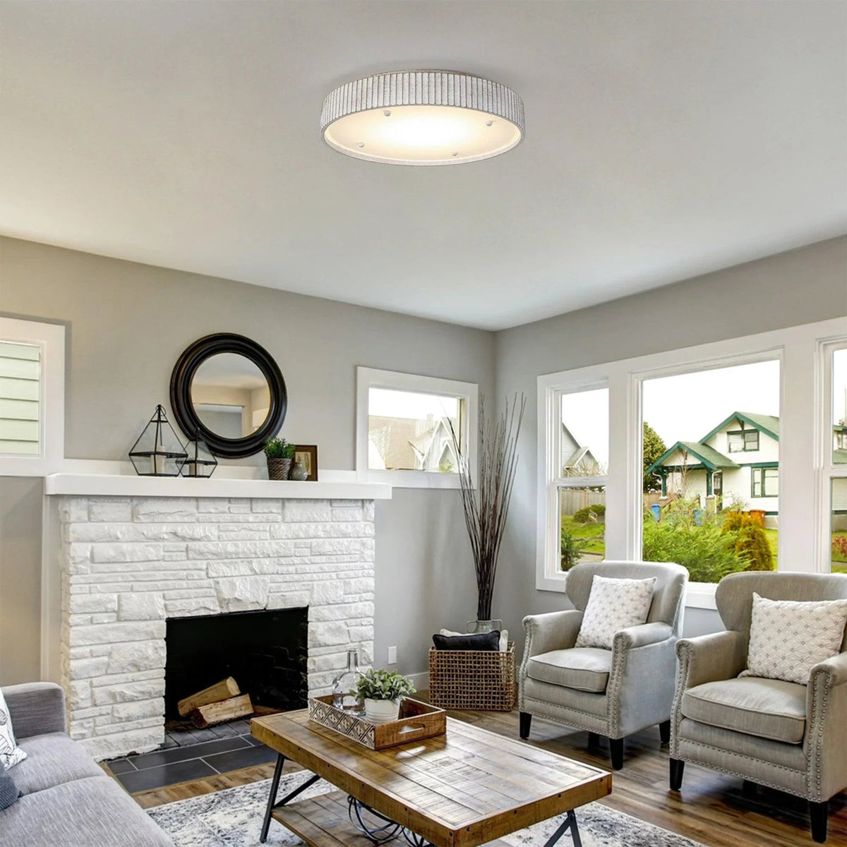 18 Inch White Modern Flush Mount LED Light
