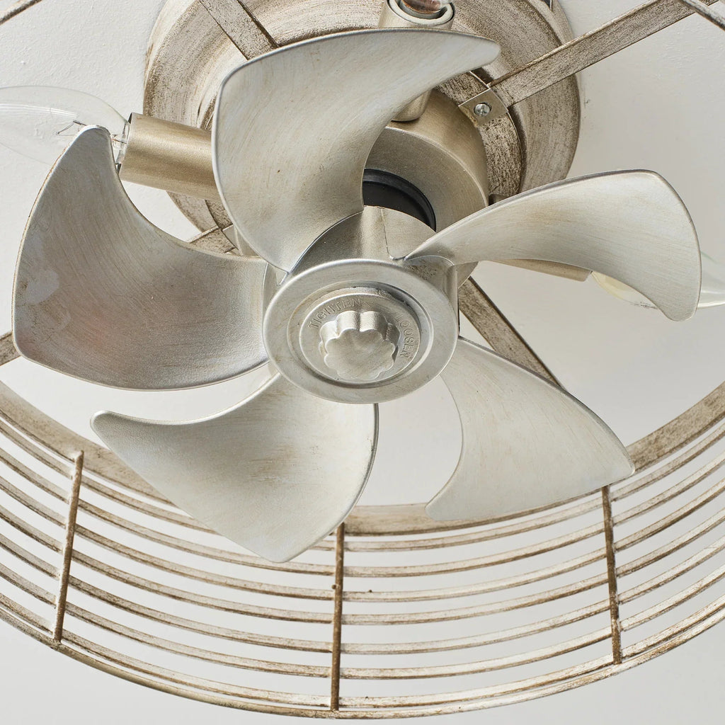 18" Ralap Distressed White Flush Mount Ceiling Fan with Light