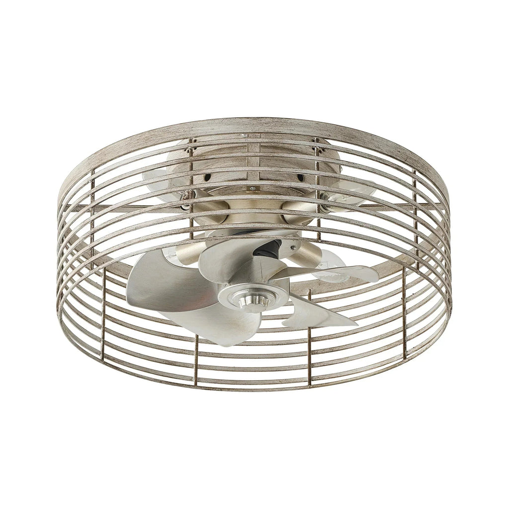 18" Ralap Distressed White Flush Mount Ceiling Fan with Light