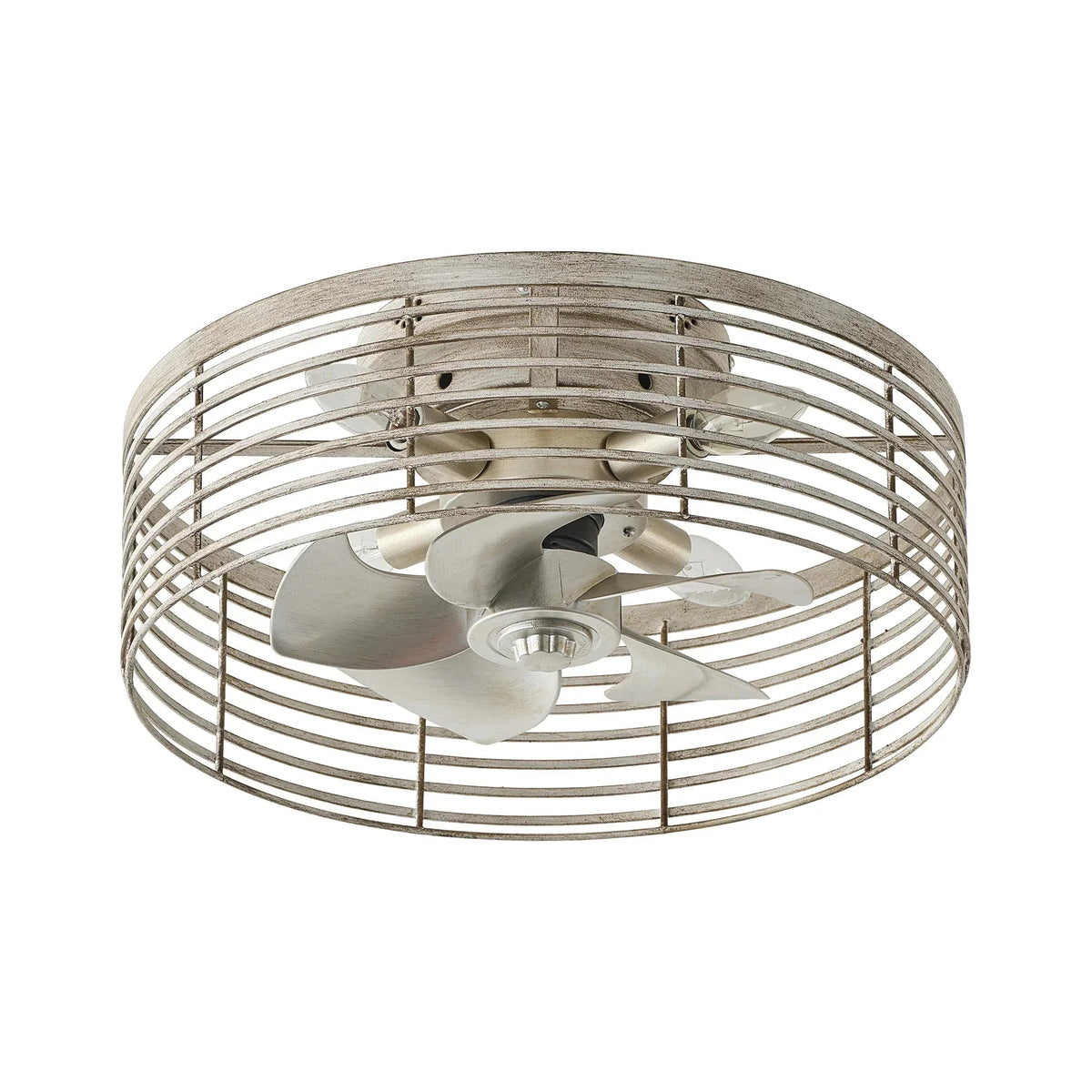18" Ralap Distressed White Flush Mount Ceiling Fan with Light