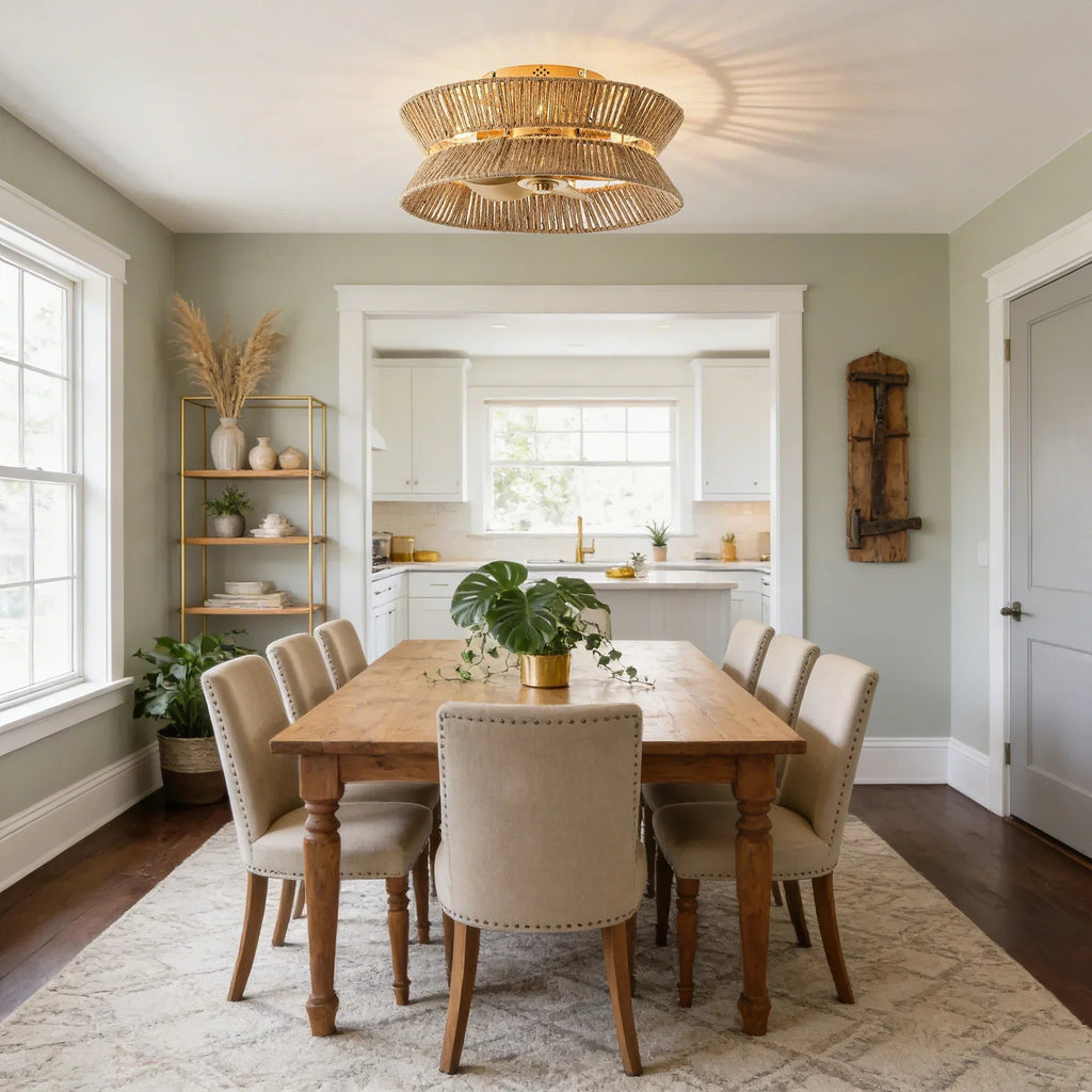 18" Reuben Bohemian Flush Mount Ceiling Fan with Light