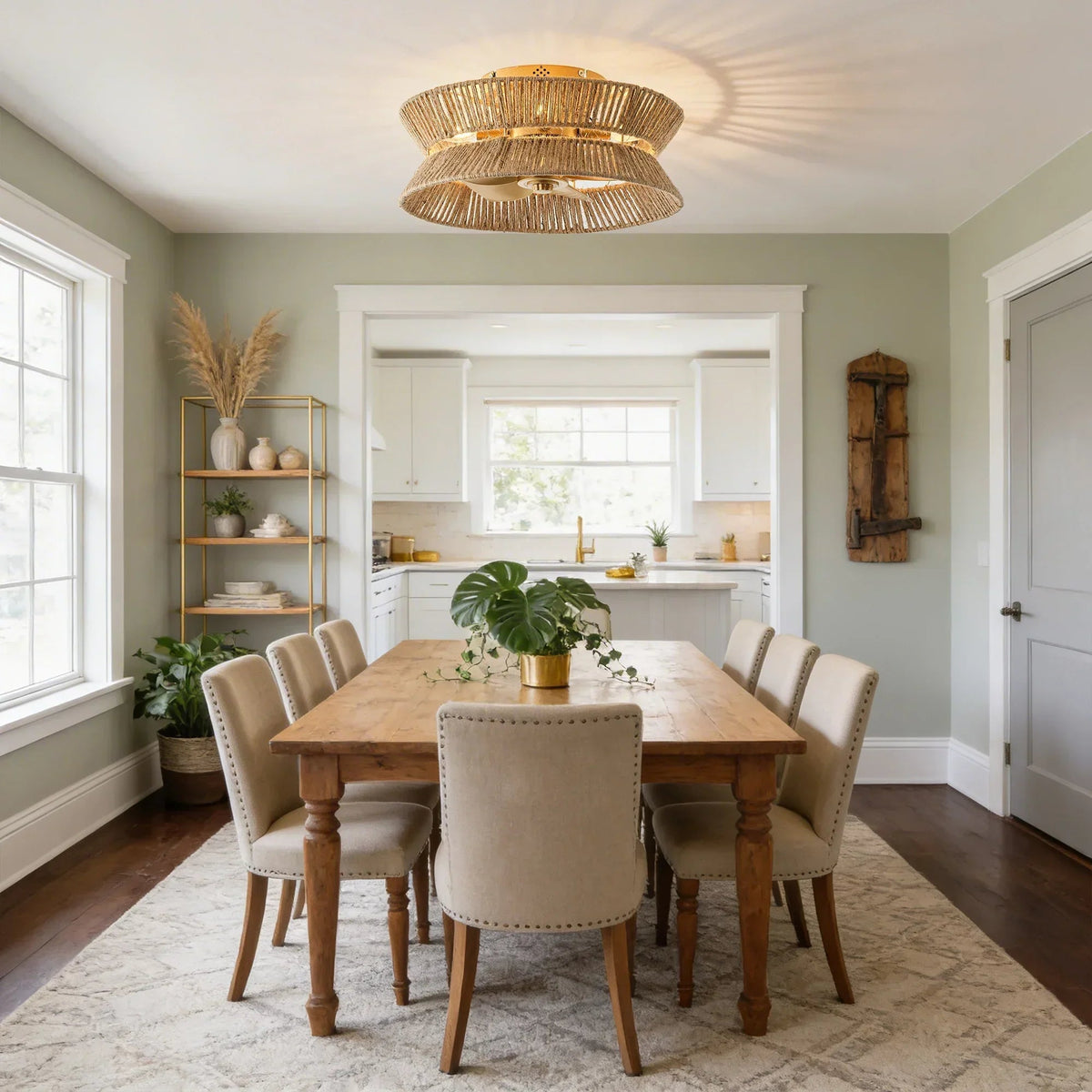 18" Reuben Bohemian Flush Mount Ceiling Fan with Light