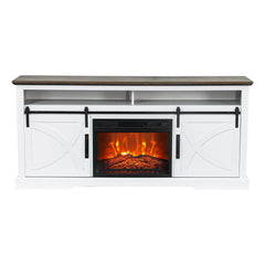 68" Farmhouse TV Stand with 23" Insert Opening Electric Fireplace