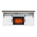68" Farmhouse TV Stand with 23" Insert Opening Electric Fireplace