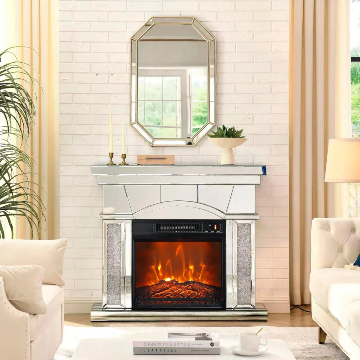 18" Modern Black Insert Electric Fireplace