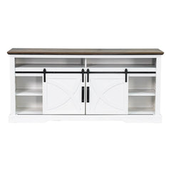 68" Farmhouse TV Stand with Double Sliding Barn Doors for Living Room