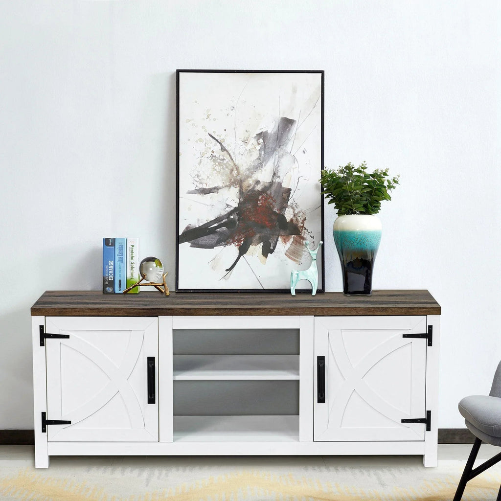 Farmhouse TV Stand for 58 Inch TV Storage Cabinet for Living Room