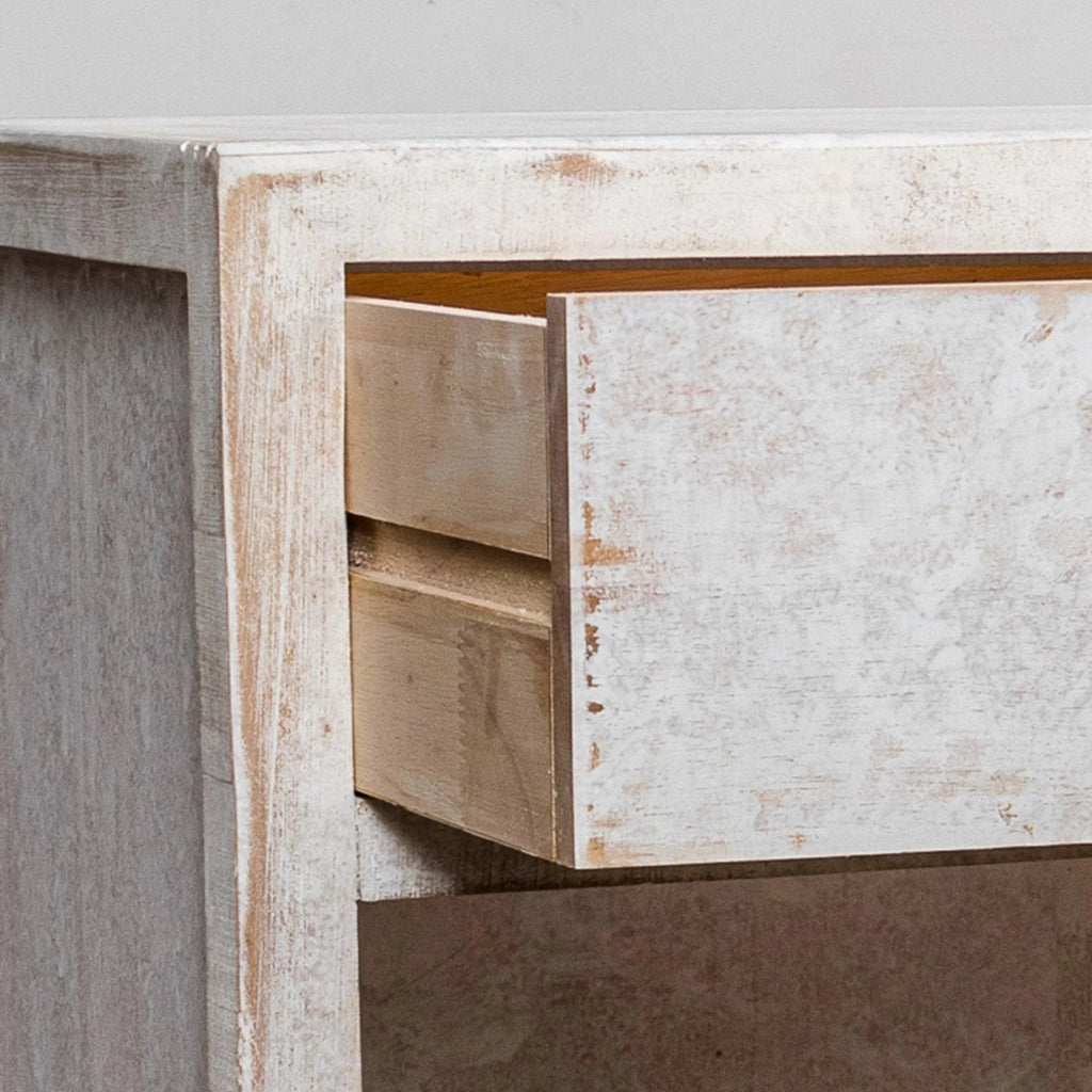 Classic Modern 1-Drawer Solid Wood White Nightstand Side Table