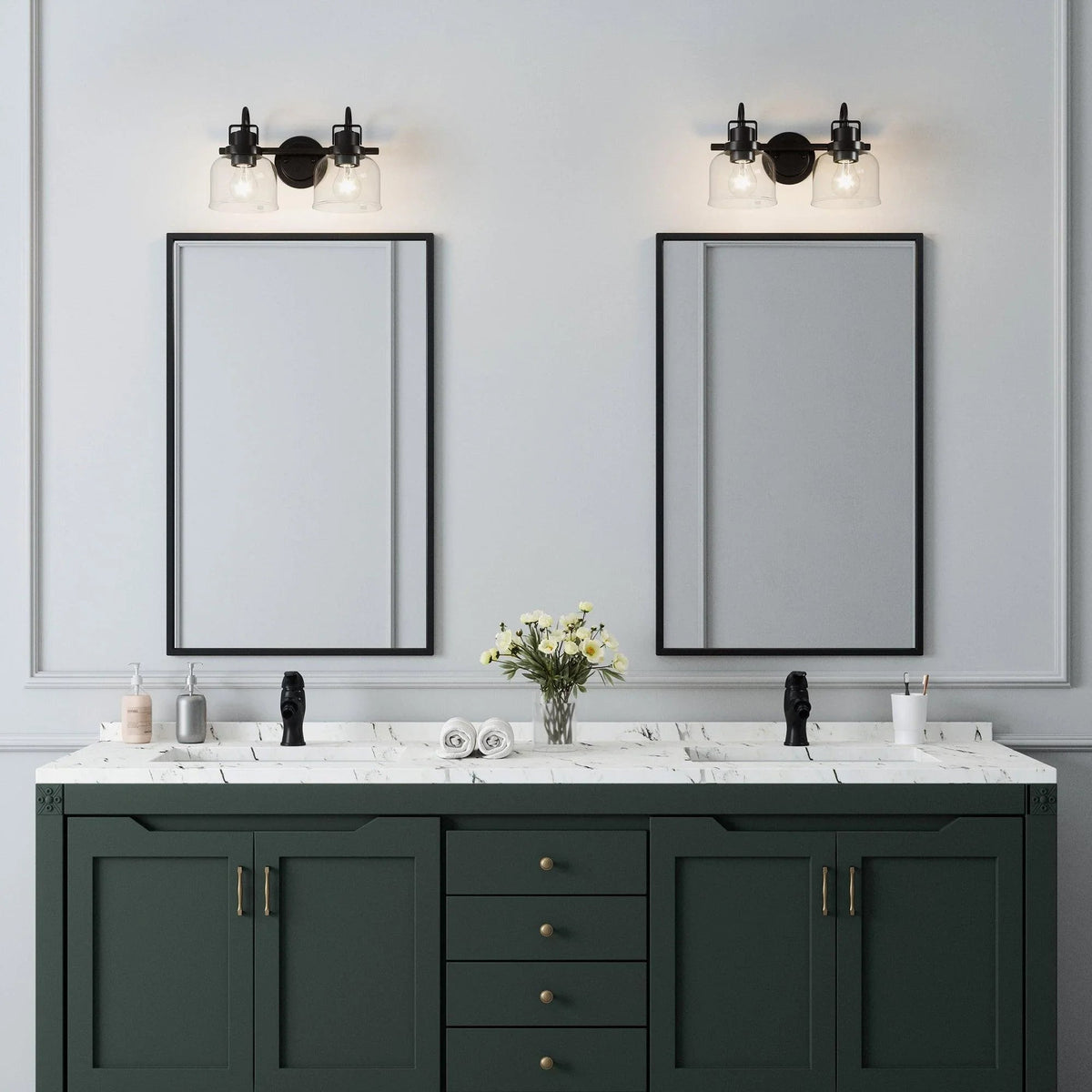 Brighton 2-Light Dark Bronze Dimmable Bathroom Vanity Light