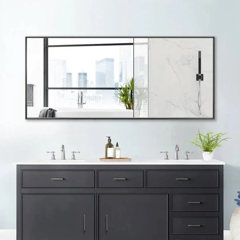 Reflections Sleek Modern Black Aluminum Framed Wall Mirror