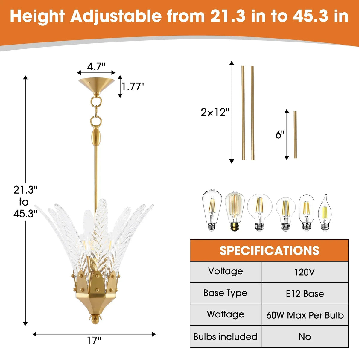 17 Inch Vito 3-Light Feather-shaped Island Pendant Light