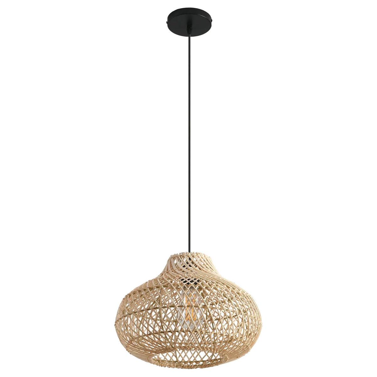 19" Winston Bohemian Handwoven Rattan Island Pendant Light