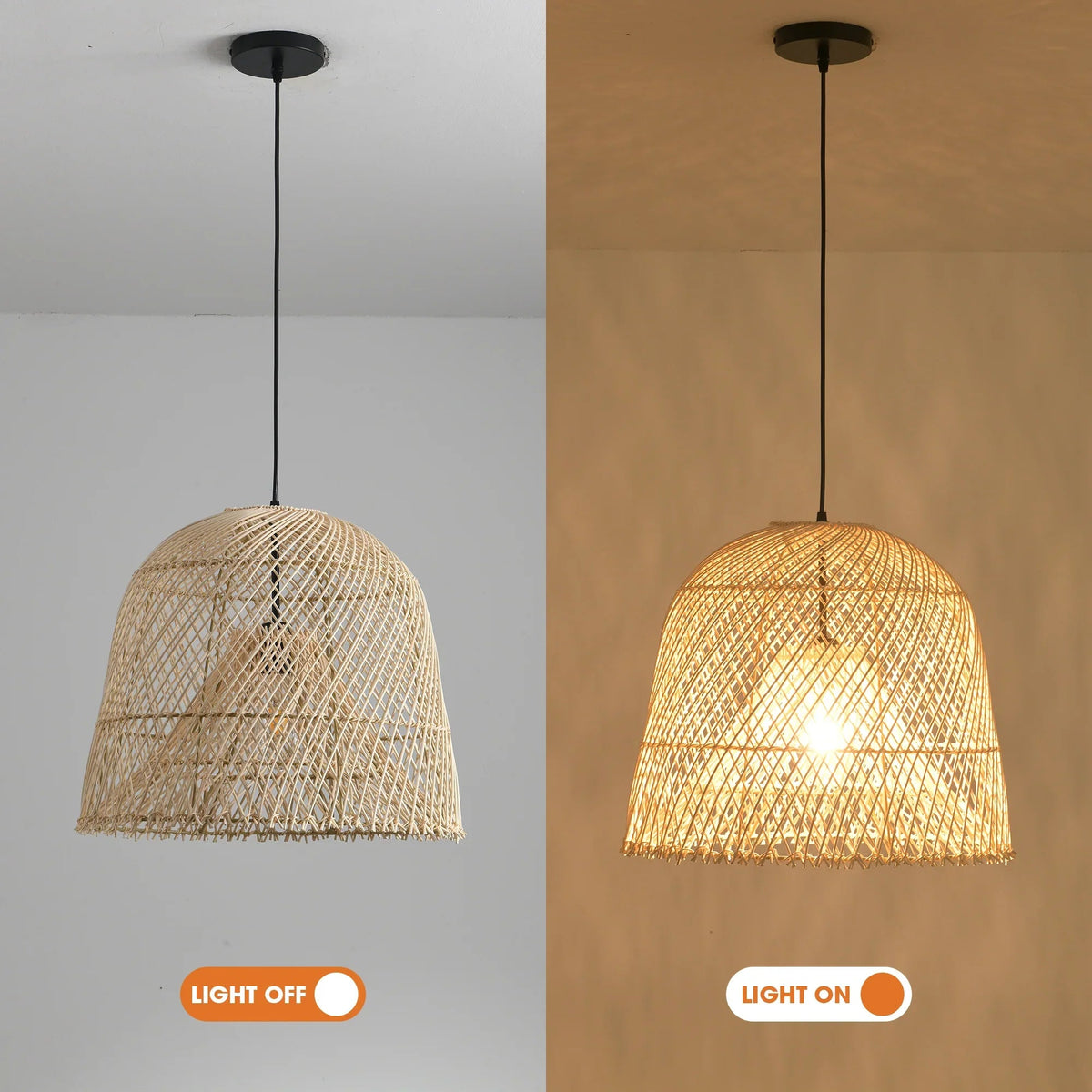 15" Wendell Bohemian Handwoven Rattan Island Pendant Light