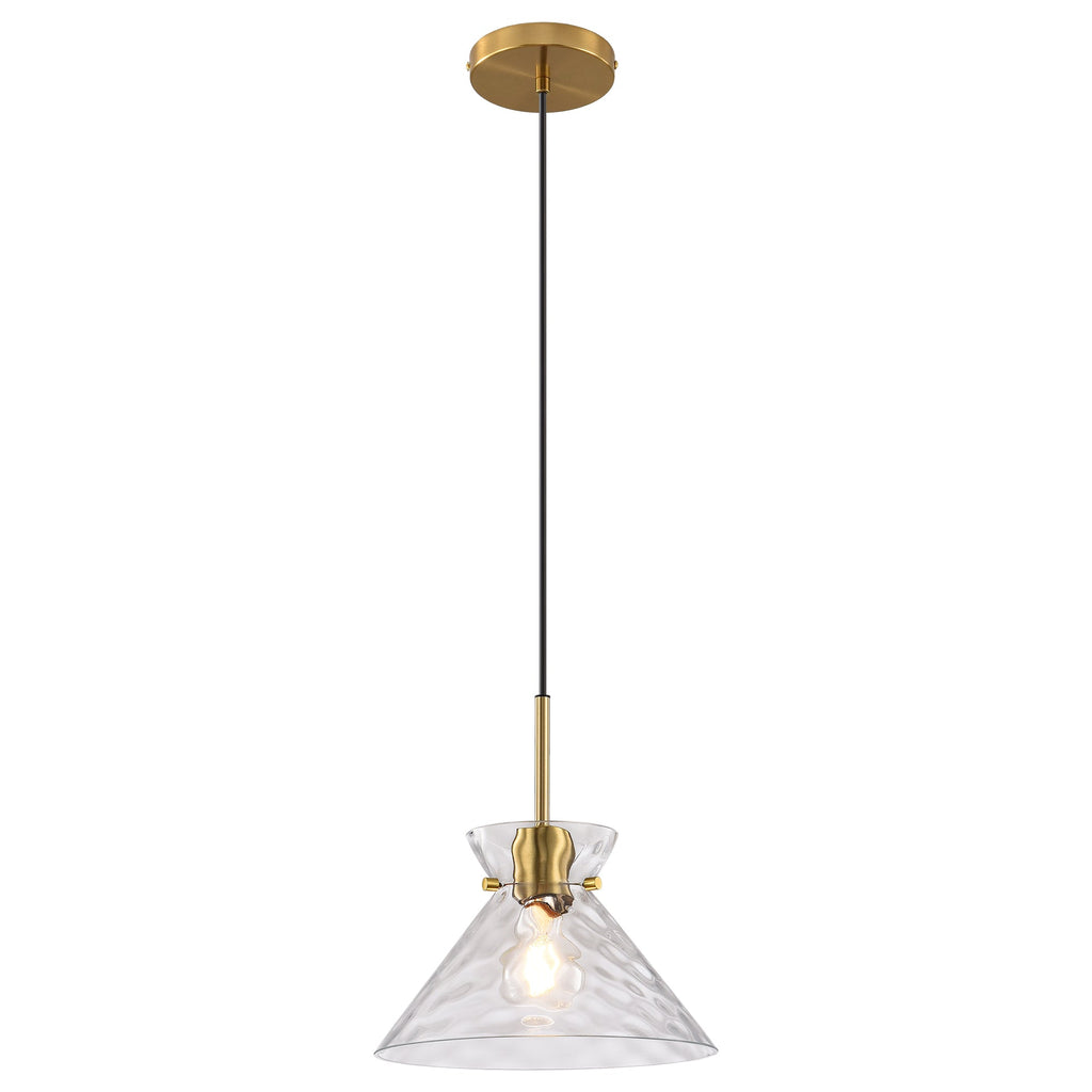 Coral 1-Light Natural Copper Pendant Light with Textured Glass Shade